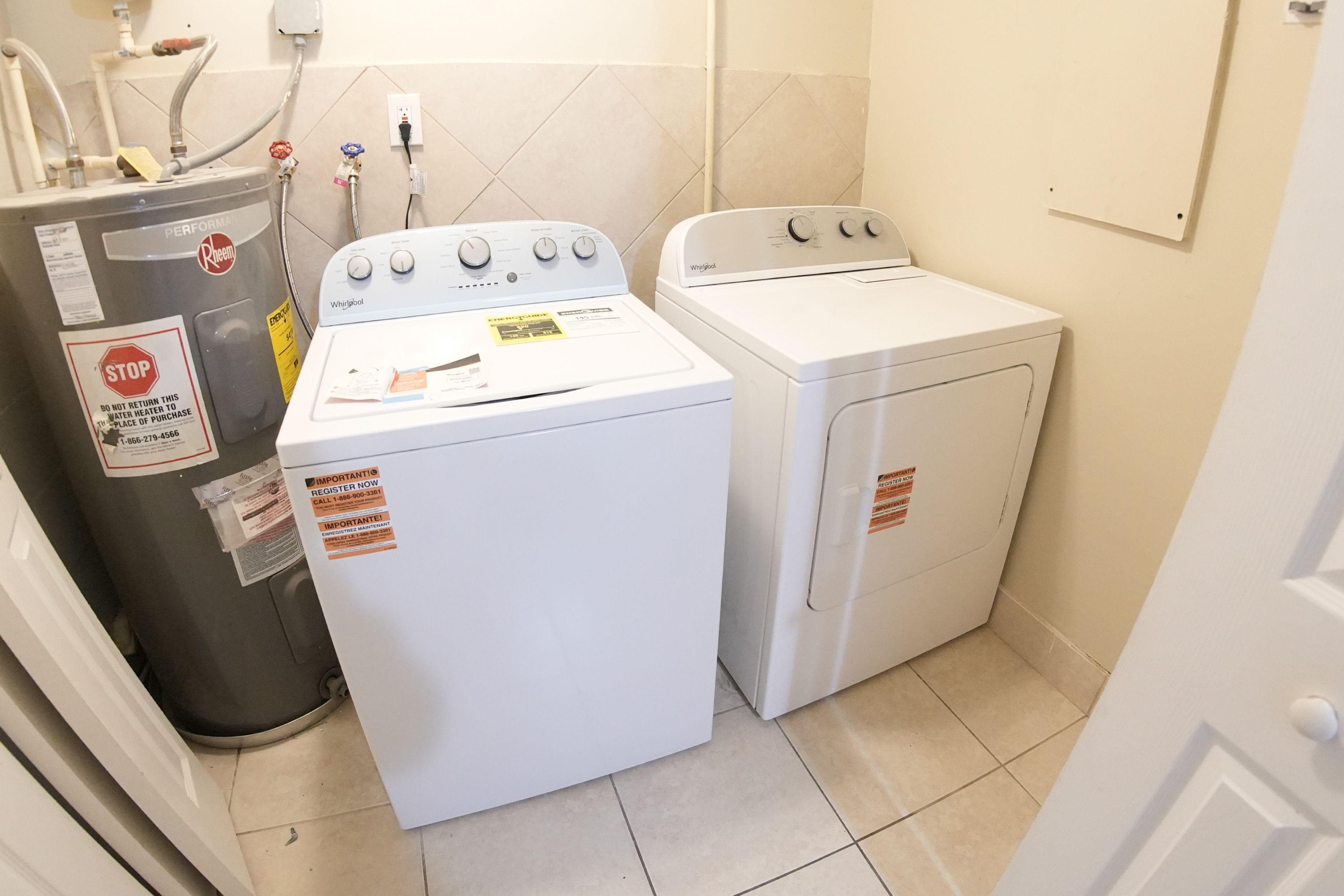 Welcome to your new home with convenient on-site laundry facilities! This neat and functional laundry area features a washer and dryer, making your laundry days effortless and efficient. No more trips to the laundromat—just pop your clothes in and take care of your chores from the comfort of your home.